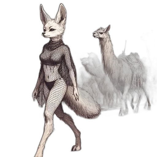 creature, dress, animal, concept art, fantasy art, watercolor, pixel art, monochrome transparent PNG cut-out