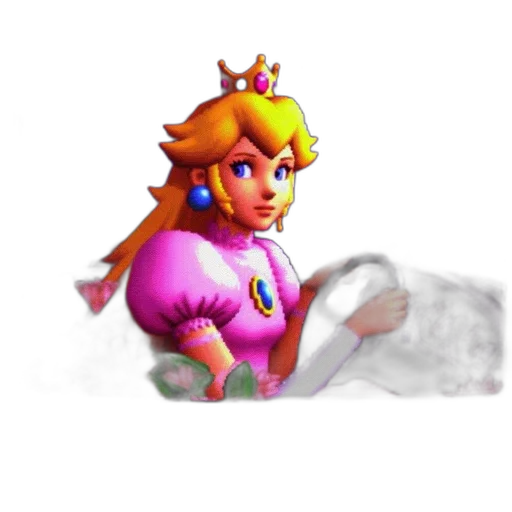 crown, staff, dress, weapon, vaporwave, 3d render, concept art, pixel art transparent PNG cut-out