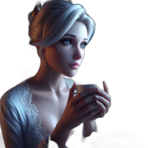 dress, face, jewelry, crown, fantasy art, photorealistic, concept art, 3d render transparent PNG cut-out