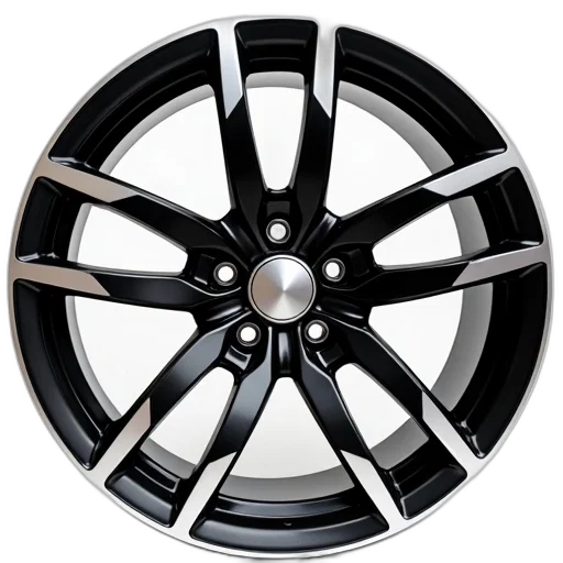 car, close-up, image, black, alloy, wheel, silver, center transparent PNG cut-out