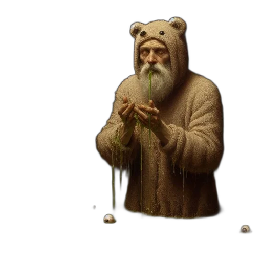 food, creature, staff, concept art, fantasy art, 3d render, photorealistic, elderly transparent PNG cut-out
