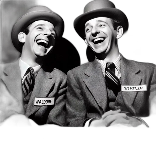 hat, two, formally-attired, men, named, waldores, statler, sit transparent PNG cut-out