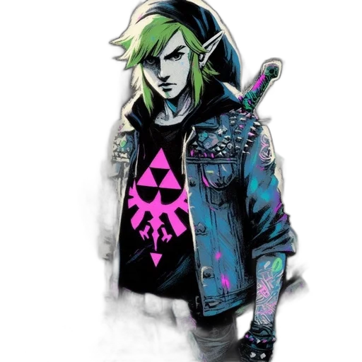 jacket, mask, cyberpunk, pixel art, concept art, vaporwave, green, neon transparent PNG cut-out