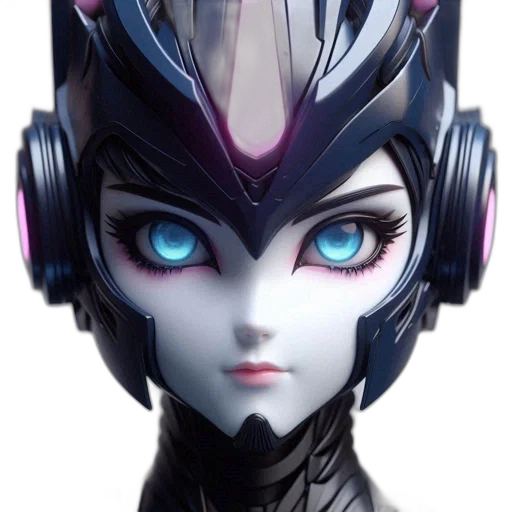 robot, mask, face, crown, cyberpunk, concept art, 3d render, fantasy art transparent PNG cut-out