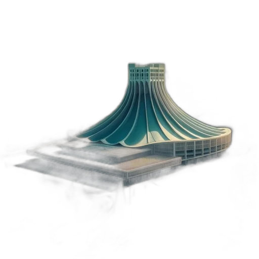 crown, building, hat, umbrella, 3d render, concept art, photorealistic, vaporwave transparent PNG cut-out