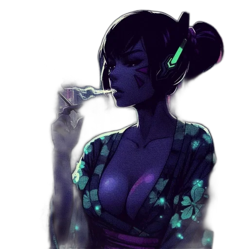dress, mask, jewelry, concept art, fantasy art, cyberpunk, watercolor, neon lights transparent PNG cut-out