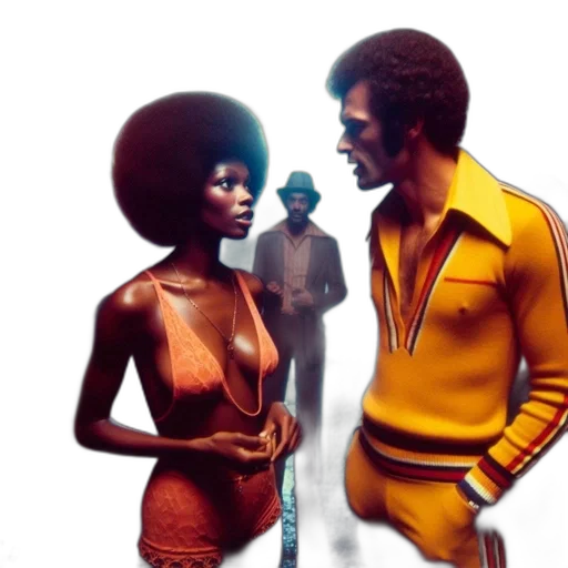 concept art, comic book art, fire, golden, two, individuals, wearing, 1970s transparent PNG cut-out