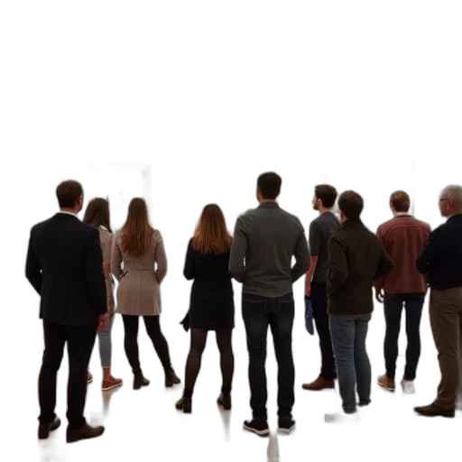 staff, jacket, furniture, concept art, 3d render, group, people, standing transparent PNG cut-out
