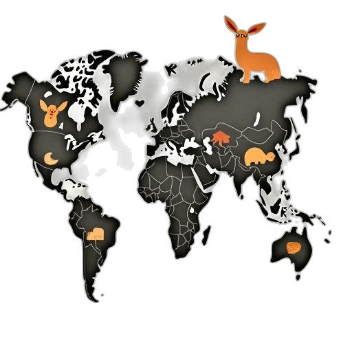 staff, animal, map, world transparent PNG cut-out