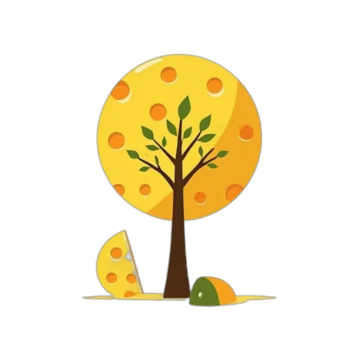 tree, concept art, watercolor, 3d render, pixel art, golden, earth tones, monochrome transparent PNG cut-out