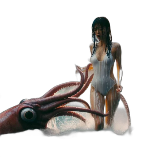 creature, dress, animal, concept art, 3d render, photorealistic, fantasy art, underwater transparent PNG cut-out
