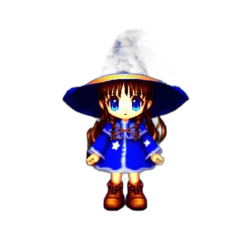 hat, staff, umbrella, dress, pixel art, 3d render, concept art, fantasy art transparent PNG cut-out