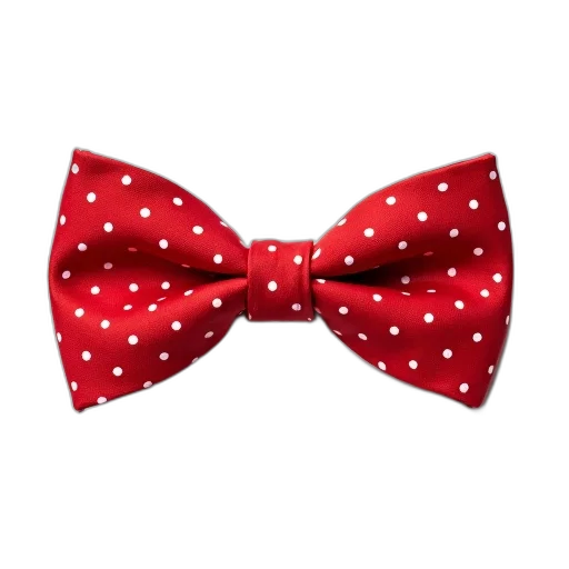red, bow, tie, white, polka, dots, displayed, against transparent PNG cut-out