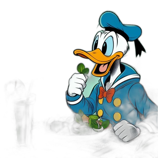 cartoon, concept art, 3d render, comic book art, underwater, fog, snow, donald transparent PNG cut-out