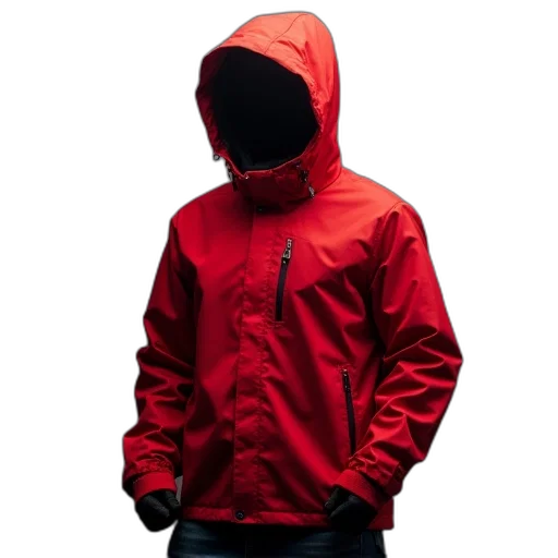 jacket, 3d render, red, black transparent PNG cut-out