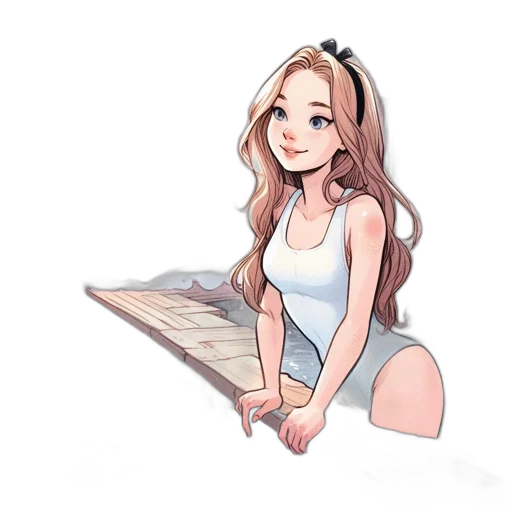 dress, robot, staff, pixel art, anime, cartoon, watercolor, beach transparent PNG cut-out