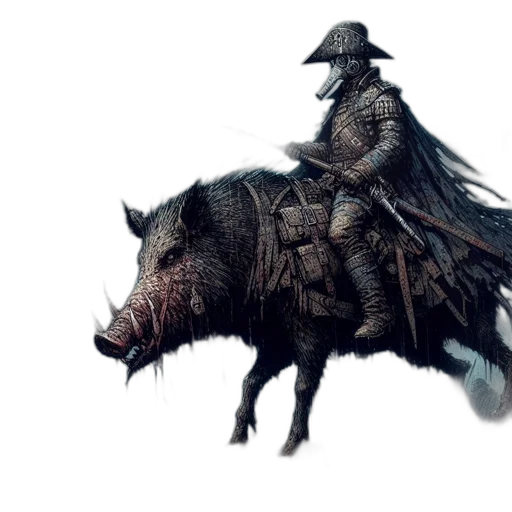 animal, hat, weapon, dragon, concept art, fantasy art, pixel art, photorealistic transparent PNG cut-out