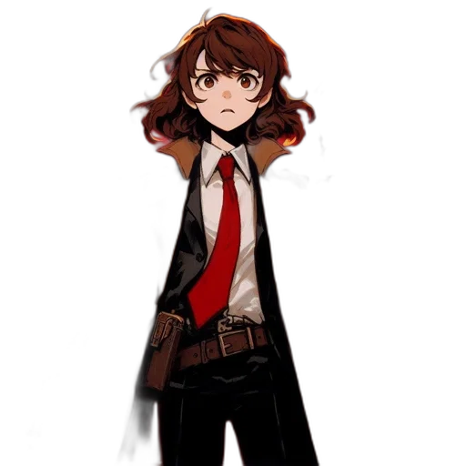 staff, jacket, weapon, hair, concept art, cartoon, pixel art, anime transparent PNG cut-out