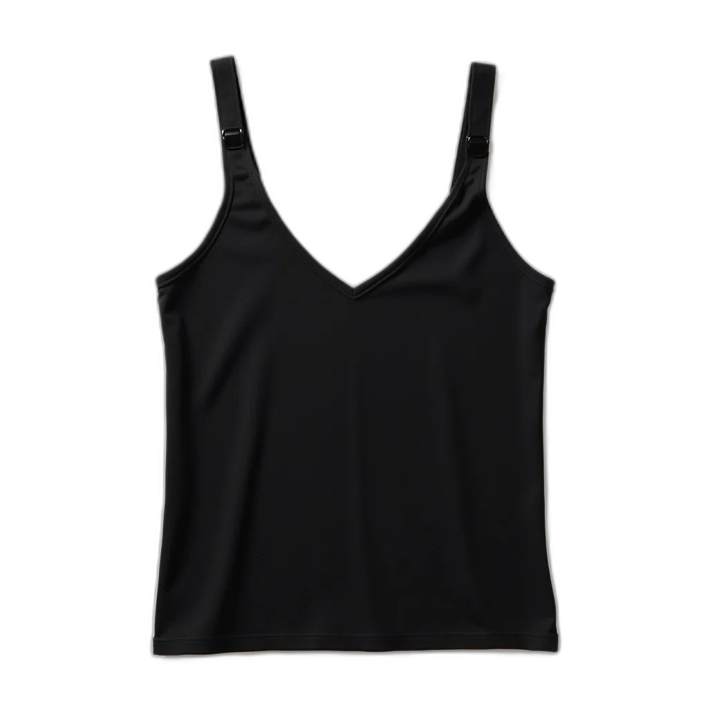 dress, dark, monochrome, plain, black, tank, top, v-neckline transparent PNG cut-out