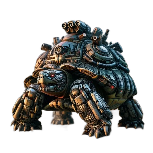 robot, creature, animal, weapon, concept art, 3d render, fantasy art, photorealistic transparent PNG cut-out