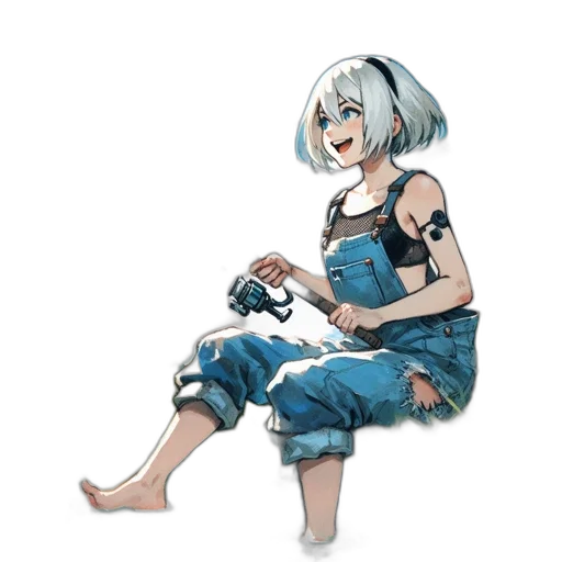 dress, robot, weapon, flower, concept art, pixel art, anime, watercolor transparent PNG cut-out