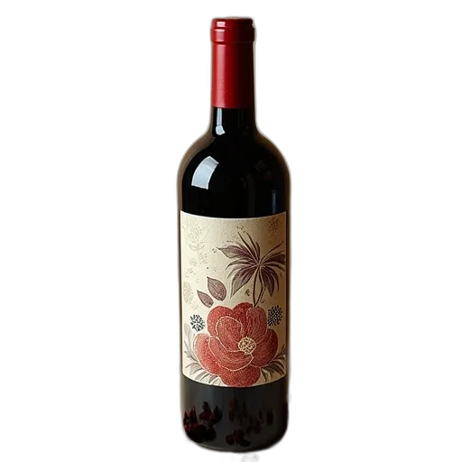 bottle, 3d render, red, wine transparent PNG cut-out