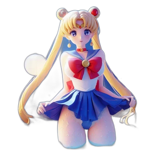 dress, robot, staff, anime, pixel art, 3d render, concept art, blue transparent PNG cut-out