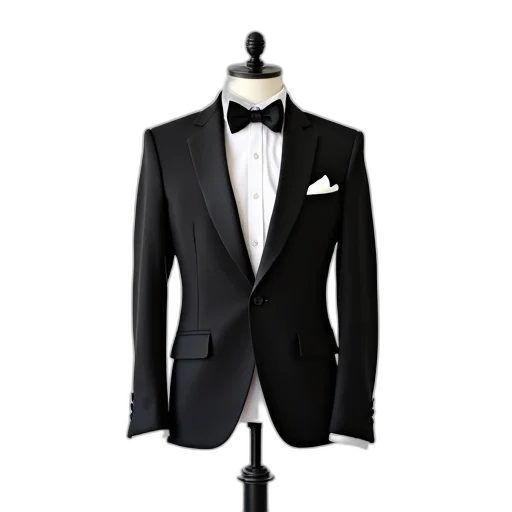 jacket, staff, 3d render, monochrome, black, tuxedo, bow, tie transparent PNG cut-out