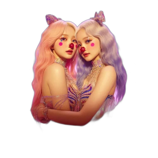 mask, hair, vaporwave, fantasy art, pixel art, concept art, pastel, two transparent PNG cut-out