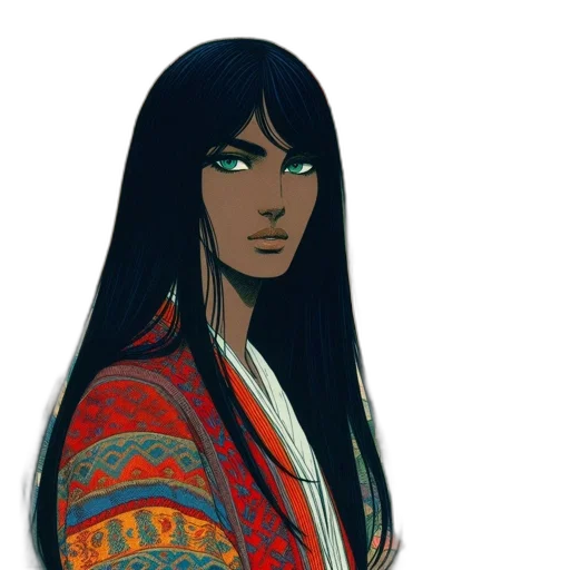 face, jacket, staff, dress, concept art, fantasy art, anime, pixel art transparent PNG cut-out