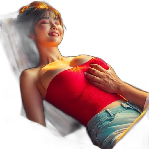 photorealistic, 3d render, oil painting, concept art, underwater, young, woman, relaxes transparent PNG cut-out