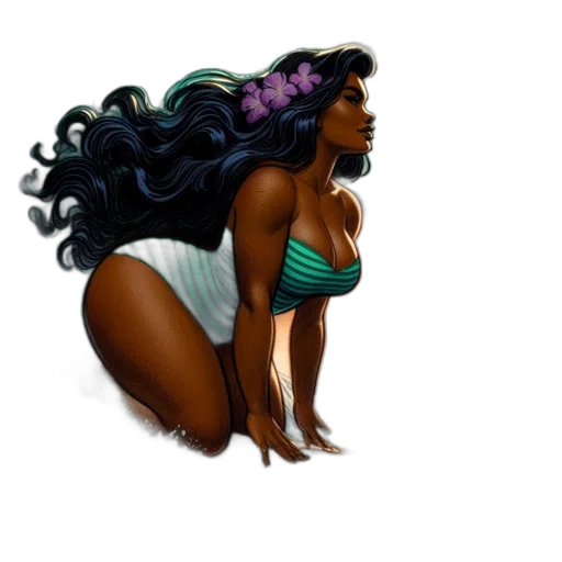 hair, concept art, fantasy art, comic book art, pixel art, neon lights, pastel, green transparent PNG cut-out