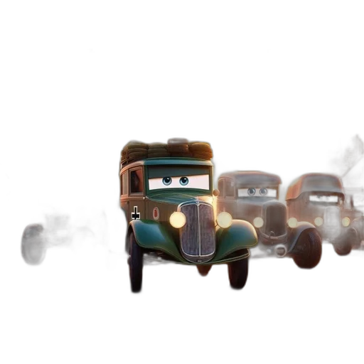 car, concept art, pixel art, watercolor, 3d render, fog, fire, city street transparent PNG cut-out