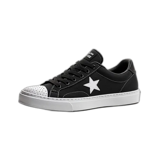 shoes, black, white, sneaker, star, pattern, toe, cap transparent PNG cut-out