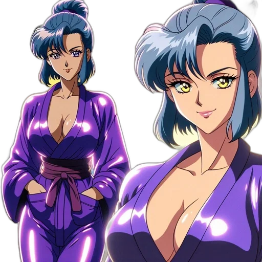 jacket, anime, vaporwave, concept art, cartoon, blue, two, illustrations transparent PNG cut-out