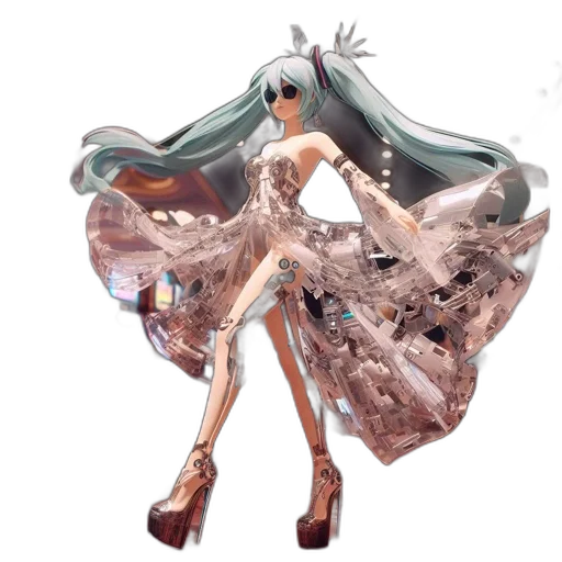 dress, concept art, 3d render, fantasy art, anime, monochrome, pastel, green transparent PNG cut-out