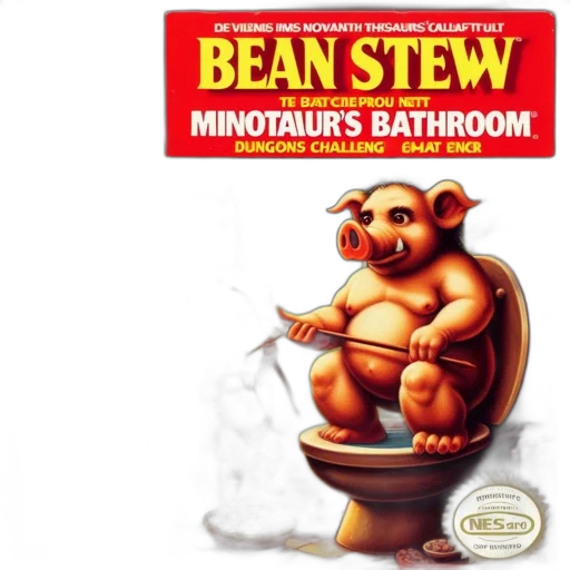comedic, nes, game, box, titled, bean, stew, minotaur transparent PNG cut-out