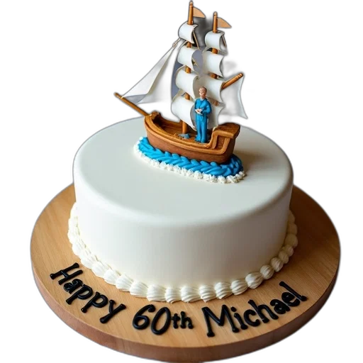 3d render, white, cake, detailed, ship, design, top, featuring transparent PNG cut-out