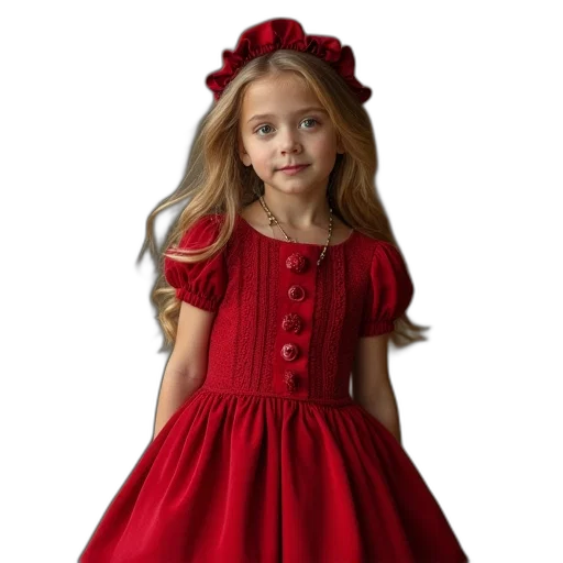 dress, photorealistic, 3d render, red, little, girl, wearing, riding transparent PNG cut-out