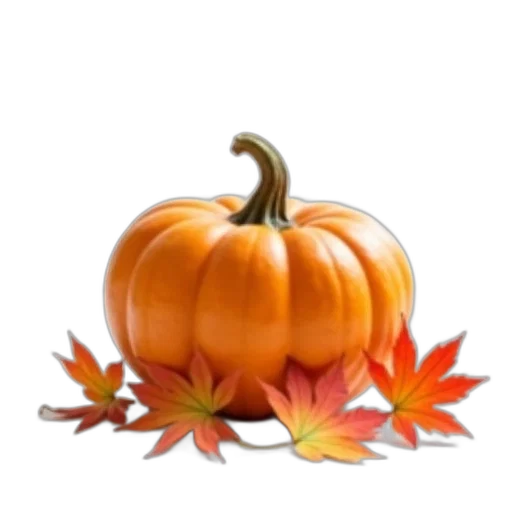 photorealistic, 3d render, pumpkin, leaves transparent PNG cut-out