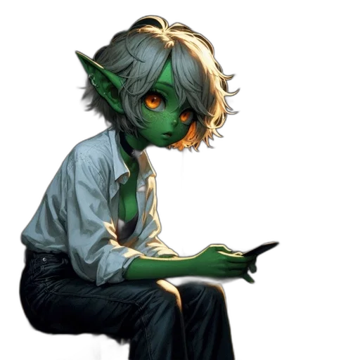 staff, mask, concept art, fantasy art, pixel art, comic book art, green, alien-like transparent PNG cut-out