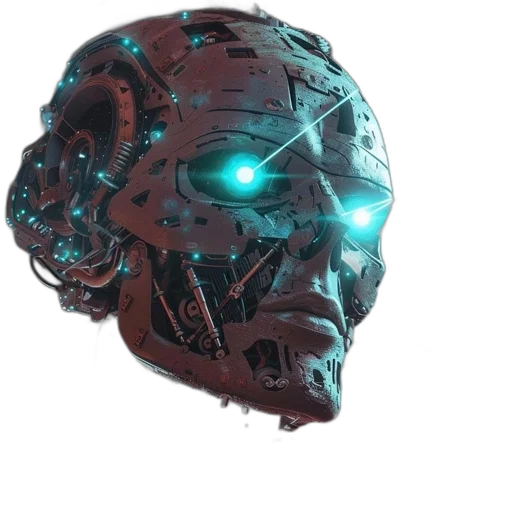 robot, mask, face, creature, cyberpunk, 3d render, concept art, vaporwave transparent PNG cut-out