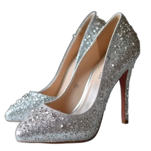 shoes, high, heeled, silver transparent PNG cut-out