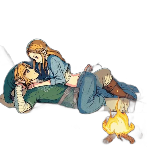 pixel art, fantasy art, watercolor, concept art, fire, golden, woodland, setting transparent PNG cut-out