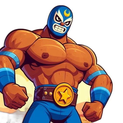 mask, robot, comic book art, concept art, pixel art, man, blue, wrestling transparent PNG cut-out