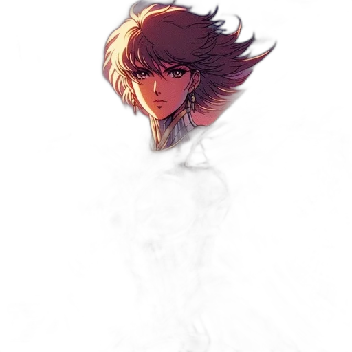 face, hair, staff, mask, concept art, anime, fantasy art, pixel art transparent PNG cut-out