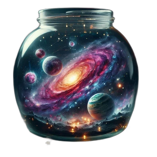 bottle, dress, fantasy art, concept art, pixel art, watercolor, outer space, night transparent PNG cut-out