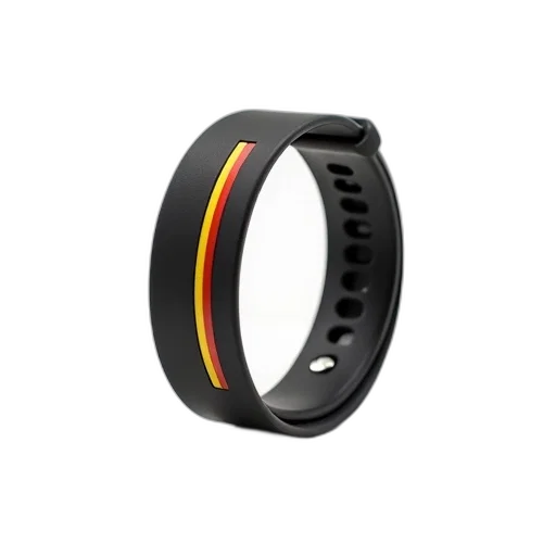 jewelry, black, wristband, yellow, red, stripe, pattern, displayed transparent PNG cut-out