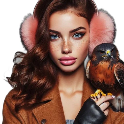 jacket, animal, hat, jewelry, photorealistic, fantasy art, concept art, cartoon transparent PNG cut-out