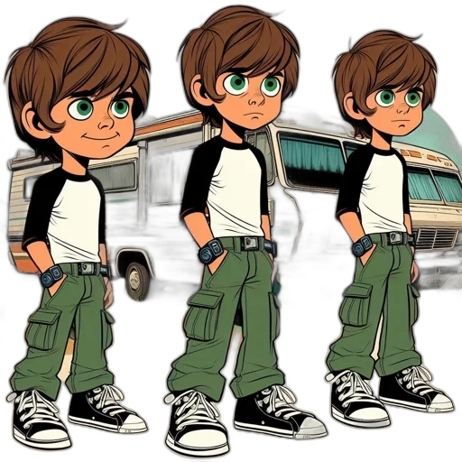 cartoon, concept art, comic book art, 3d render, earth tones, green, animated, character transparent PNG cut-out